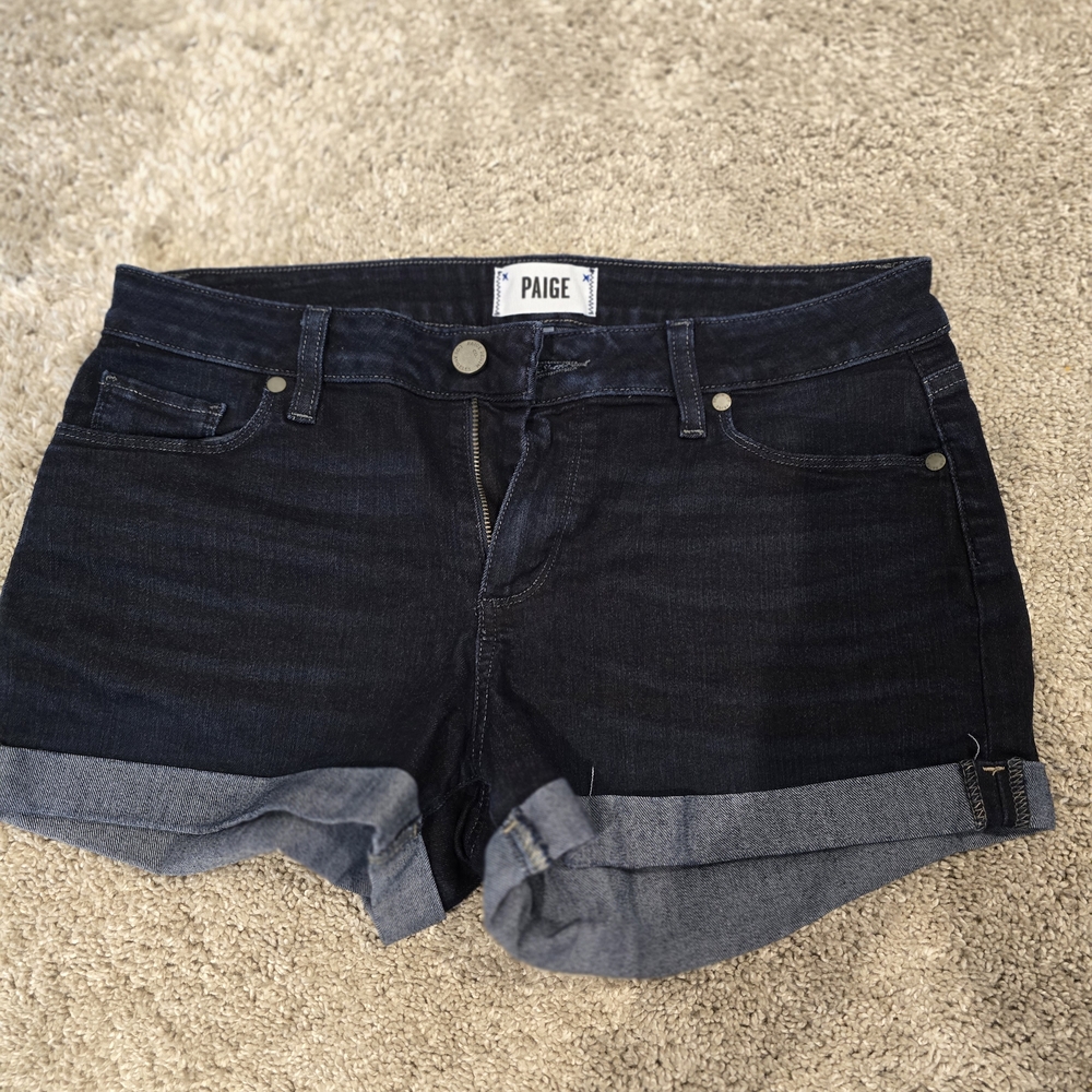 PAIGE Women's Dark Denim Jean Shorts